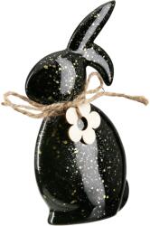  „Sprenkel fekete, porcelán nyuszi szobor - 14, 5 cm