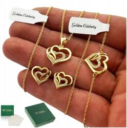 Golden Celebrity Arany Ékszer Szett Szív Ajándék Hírességek Ezüst 925/585 Valentin Nap (DLA DZIEWCZYNY ŻONY CÓRKI MAMY KOBIETY NIEJ)