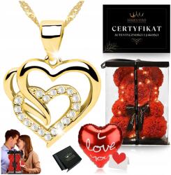 Golden Haus Arany Nyaklánc Szív 925+MACI 25 CM Rózsaszín Led Szett Ajándék Neki