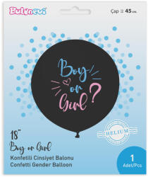 Balonevi Latex lufi, 18" 45cm, Boy or Girl, Kék konfettivel (LUFI652484)