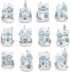  LED-es házikó, fehér, 12 féle forma, polyresin, beltéri (KDC-02)