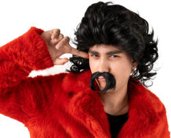  Paróka, hosszú haj és bajusz, fekete (PER3-010)