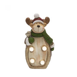  LED-es kerámia asztali dísz, rénszarvas, 4 db LED (KDC-17)