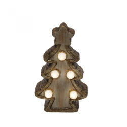  LED-es kerámia asztali dísz, fenyőfa, 5 db LED (KDC-15-T)