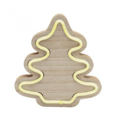  Fenyő formájú fa asztaldísz, melegfehér LED szalaggal (KAD-28)