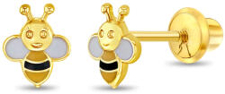 Bebe Gold Cercei din Aur 14K pentru Copii, model Albinute Email, inchidere cu Filet si Protectie