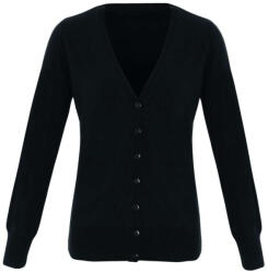 Premier PR402 ESSENTIAL Női V-nyakú elején gombos akril kardigán Premier, Black-2XL (pr402bl-2xl)