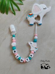 Baby Panda Névre szóló rágcsalánc - Elefánt - fehér