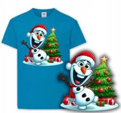  Gyerek Póló Kék Jégvarázs Karácsonyi Ajándék 2XS 104cm (KOSZULKA Z NADRUKIEM niebieska)