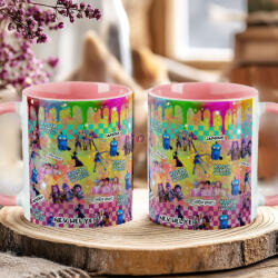 Deconline Crafts Egyedi neves KPOP "Démonadászok" RAINBOW bögre személyre szabható rózsaszín (DO59431-PINK-MUG)