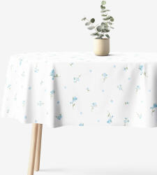 Goldea față de masă 100% bumbac - flori de nu-mă-uita - ovală 140 x 180 cm Fata de masa