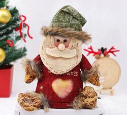  Karácsonyi Ajándéktasak Cipzárral Mikulás, Lenvászon 17×27cm