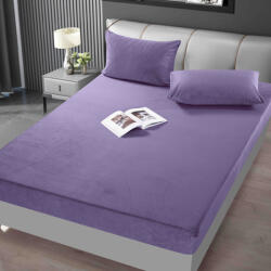 Jojo Home Husa de Pat din Catifea cu Elastic si 2 Fete de Perna 50x70cm, 180x200cm, Mov-D140 (D140)