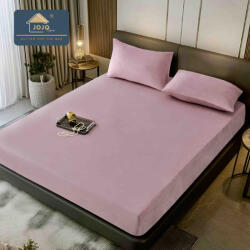 Jojo Home Husa de Pat din Catifea cu Elastic si 2 Fete de Perna 50x70cm, 180x200cm, Roz Pudra-D138 (D138)