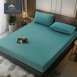 Jojo Home Husa de Pat din Catifea cu Elastic si 2 Fete de Perna 50x70cm, 180x200cm, Bleu-D133 (D133)