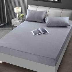 Jojo Home Husa de Pat din Catifea cu Elastic si 2 Fete de Perna 50x70cm, 180x200cm, Gri Deschis-D141 (D141)