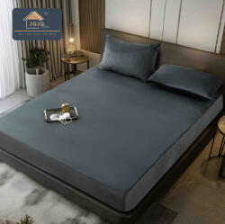 Jojo Home Husa de Pat din Catifea cu Elastic si 2 Fete de Perna 50x70cm, 180x200cm, Gri Inchis-D134 (D134)