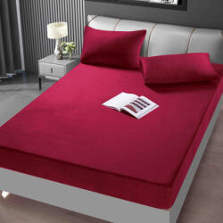 Jojo Home Husa de Pat din Catifea cu Elastic si 2 Fete de Perna 50x70cm, 180x200cm, Visinie-D139 (D139)