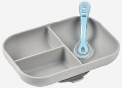 Beaba Set De Masa Beaba Din Silicon 2 Piese +4 Luni Grey Set pentru masa bebelusi