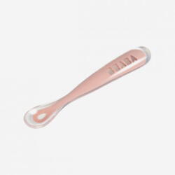 Beaba Lingurita Beaba din Silicon 4 Luni + Old Pink Set pentru masa bebelusi