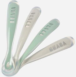 Beaba Set 4 Lingurite Ergonomice Silicon Beaba +4 Luni Sage Green Set pentru masa bebelusi