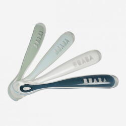 Beaba Set 4 Lingurite Ergonomice Silicon Beaba +4 Luni Storm Set pentru masa bebelusi