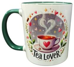  Tea lover-fehér/zöld bögre (TLV01)