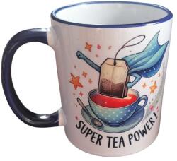  Tea power-fehér/kék bögre (TPW01)