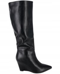  Magassarkú Csizma 8, 5 CM Felsőrésszel Fekete Öko Bőr 36 (G5_QT07-95_BLACK_36)