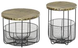Art Masuta gradina/terasa/balcon, cu cos depozitare metalic, rotunda, negru si maro deschis, set 2 marimi (AR088401)