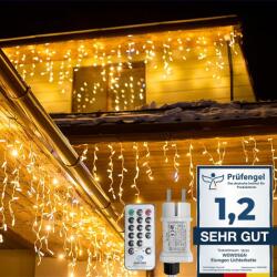 WOWDSGN LED jégcsap fényfüzér kültéri, 15 m, 660 LED, 8 mód, IP44, időzítő - melegfehér