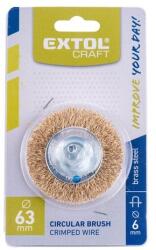 Extol Craft drótcsiszoló körkefe, 63mm, fúrógépbe fogható: 6mm csap, hullámos szálú, rezezett acél, max 4500 frod/perc (17053)