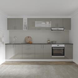 haaus Set Bucatarie Karo V28, Gri Lucios/Alb, MDF, Blat Thermo 28 mm, L 320 cm (924553)