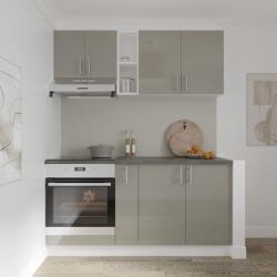 haaus Set Bucatarie Karo V7, Gri Lucios/Alb, MDF, Blat Thermo 28 mm, L 160 cm (924348)