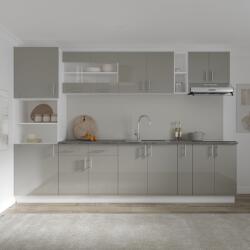 haaus Set Bucatarie Karo V26, Gri Lucios/Alb, MDF, Blat Thermo 28 mm, L 300 cm (924539)