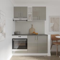haaus Set Bucatarie Karo V4, Gri Lucios/Alb, MDF, Blat Thermo 28 mm, L 140 cm (924317)