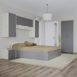 haaus Set dormitor Malmo V17, Pat 200 x 160 cm, Stejar Alb/Antracit (923426)