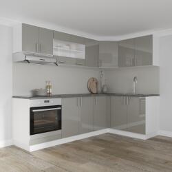 haaus Set Bucatarie Colt Karo V34, Gri Lucios/Alb, MDF, Blat Thermo 28 mm, L 240 x 140 cm (924614)