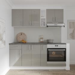 haaus Set Bucatarie Karo V9, Gri Lucios/Alb, MDF, Blat Thermo 28 mm, L 180 cm (924362)