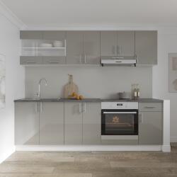 haaus Set Bucatarie Karo V15, Gri Lucios/Alb, MDF, Blat Thermo 28 mm, L 240 cm (924423)