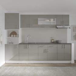 haaus Set Bucatarie Karo V23, Gri Lucios/Alb, MDF, Blat Thermo 28 mm, L 280 cm (924508)
