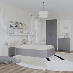 haaus Set dormitor Malmo V19, Pat 200 x 90 cm, Stejar Alb/Antracit (923259)