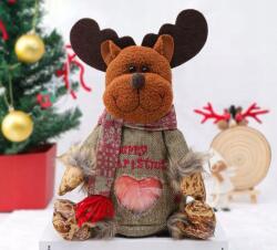  Karácsonyi Ajándéktasak Cipzárral Rénszarvas, Lenvászon 17×27cm