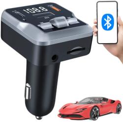 VERK GROUP Transmițător FM Bluetooth 5.3 Estaw cu încărcare duală USB-C și cititor de card SD, negru și argintiu (10148)