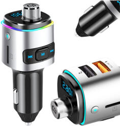 VERK GROUP Transmițător FM Bluetooth cu Încărcare Rapidă USB și Iluminare LED (10140)