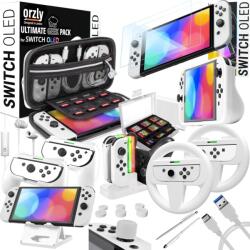 TYPEC Pachet de accesorii Orzly compatibil cu consola OLED Nintendo Switch (NU este compatibil cu editia 2017) Pachet Ultimate Geek cu carcasa si protector de ecran si multe altele