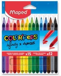Maped Infinity zsírkréta 15 db + 12 db Jungle filctoll (984744)