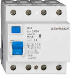 Schrack Schrack Hibaáram kapcsoló AMPARO 10kA 63A, 4 pólusú, 300mA, A (AR056130)