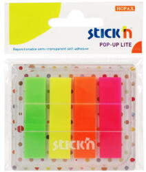Stick'n Film index autoadeziv 45 x 12mm, 4 x 20 file, dispenser, Stick"n Pop-up Lite - 4 culori neon (HO-21649)