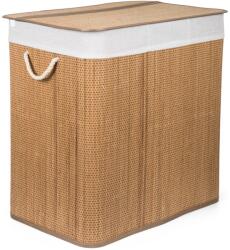  G21 bambusz szennyeskosár, 150 l kapacitású, fehér betéttel, elválasztó elemekkel - 63555173 (63555173)